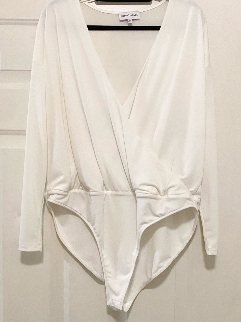 Gibson Latimer Ivory Wrap-Front Long Sleeve Bodysuit